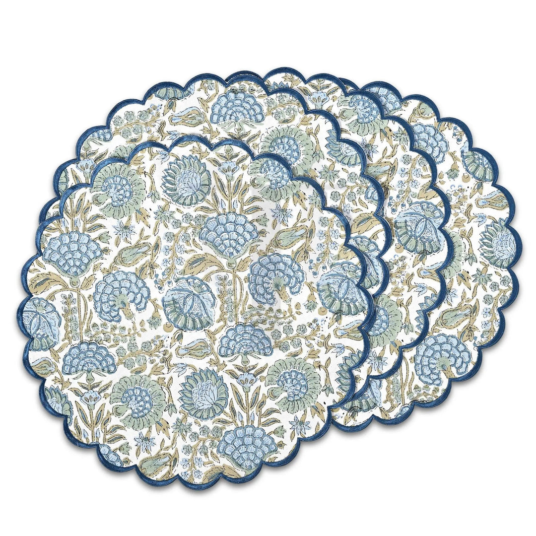 Asparagus Green Round Placemat - handmade cotton placemat by FabricSG