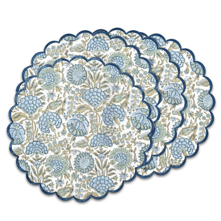 Asparagus Green Round Placemat - handmade cotton placemat by FabricSG