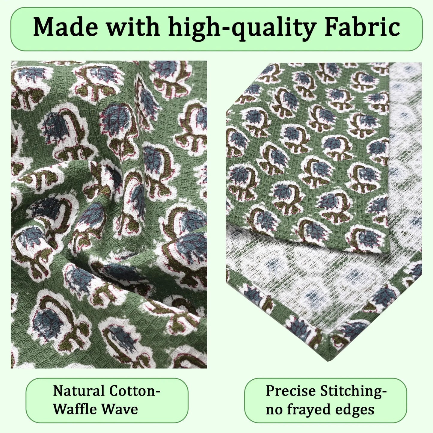 High-quality dish cloths with waffle wave pattern and precise stitching.