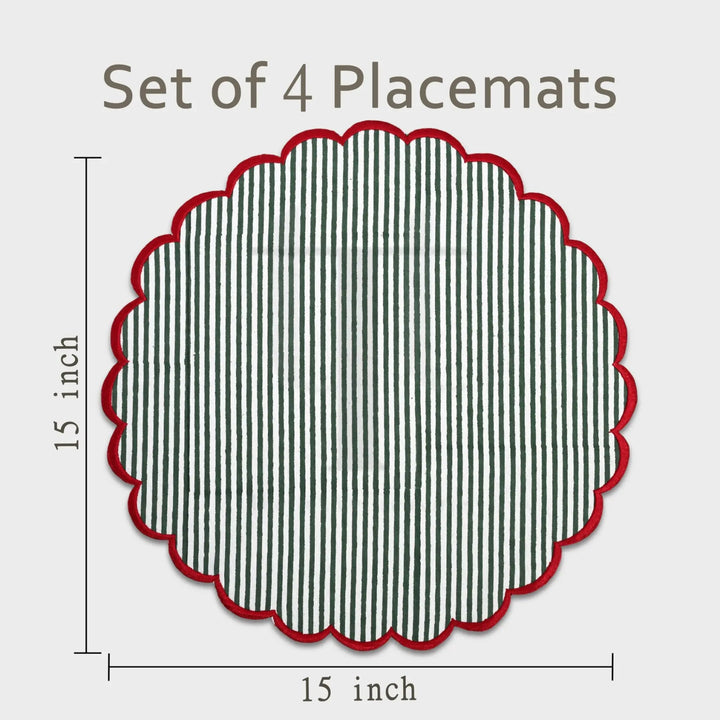 Set of 4 placemats with dimensions on a white background