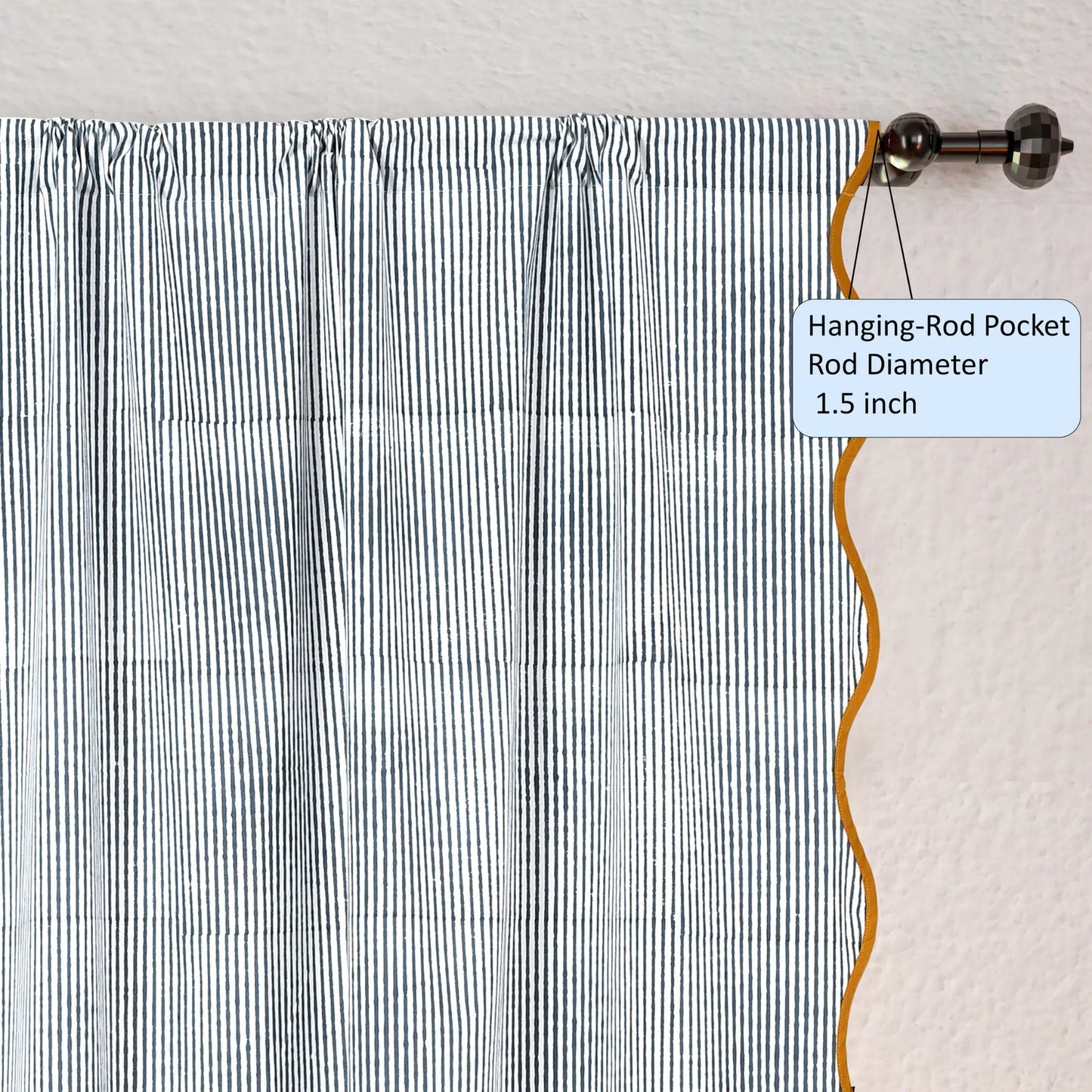 Curtain with a hanging rod pocket on a neutral background