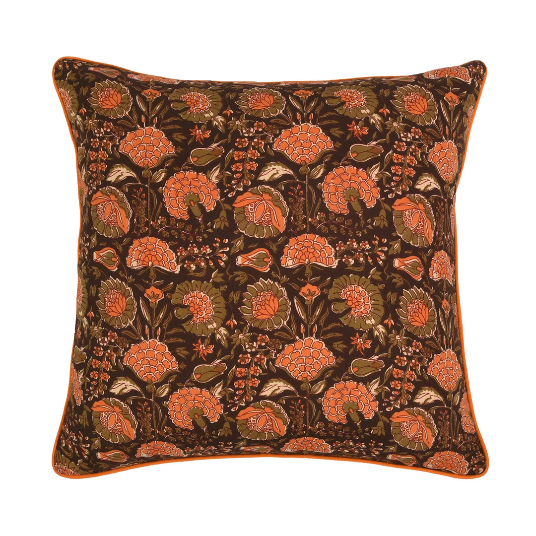 Decorative pillow with floral pattern on a white background