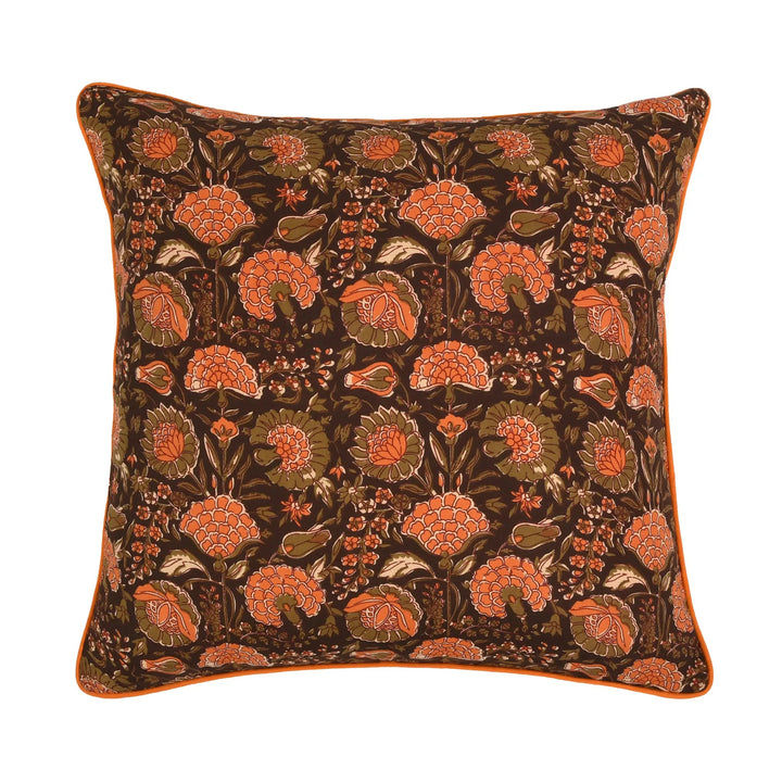 Decorative pillow with floral pattern on a white background