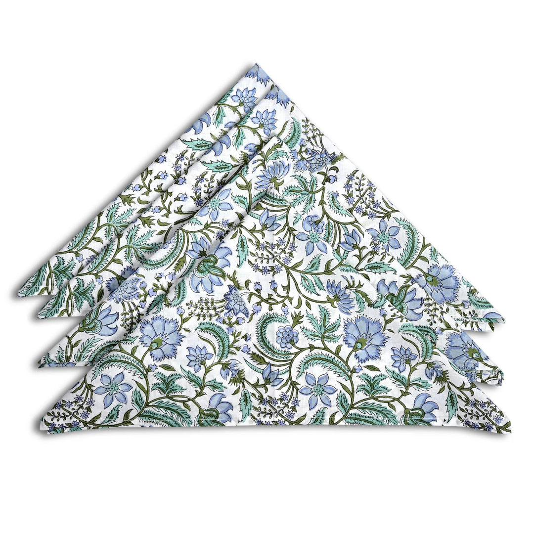 Floral patterned fabric folded neatly on a white background