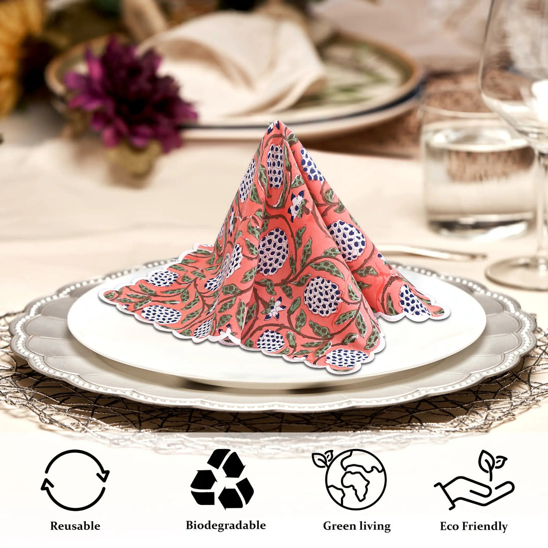 Decorative folded napkin on a plate with table setting and &
