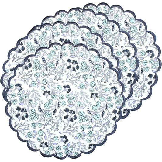 Set of floral-patterned paper doilies on a white background