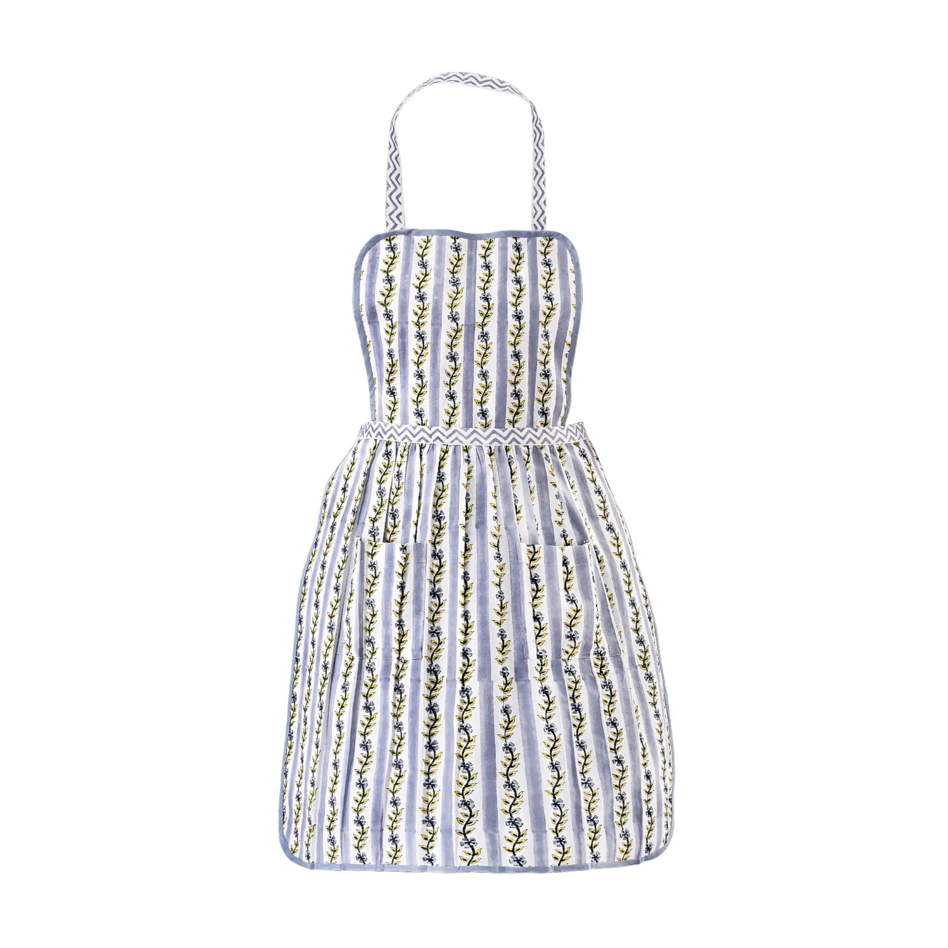Striped dress with floral pattern on a white background