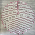 Indian Floral Hand Block Printed Piping Scallops Cotton Cloth Christmas Tree Skirt, Farmhouse Outdoor Home House, Gift for her, gifts