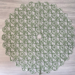 Indian Floral Hand Block Printed Piping Scallops Cotton Cloth Christmas Tree Skirt, Farmhouse Outdoor Home House, Gift for her, gifts