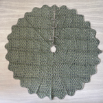 Indian Floral Hand Block Printed Piping Scallops Cotton Cloth Christmas Tree Skirt, Farmhouse Outdoor Home House, Gift for her, gifts