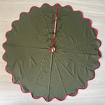 Indian Floral Hand Block Printed Piping Scallops Cotton Cloth Christmas Tree Skirt, Farmhouse Outdoor Home House, Gift for her, gifts