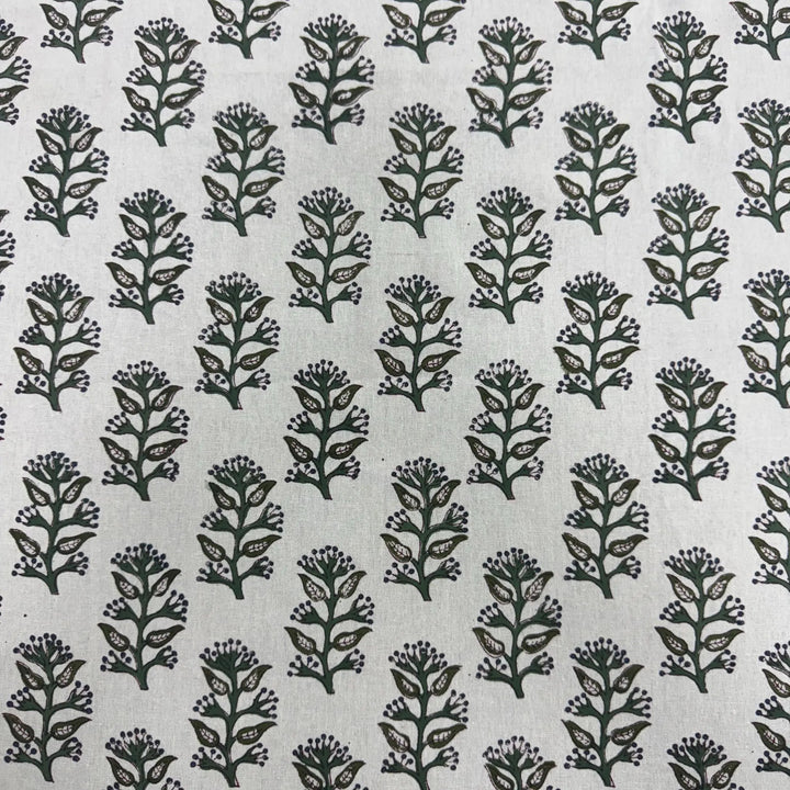Pattern of black floral designs on a light gray background