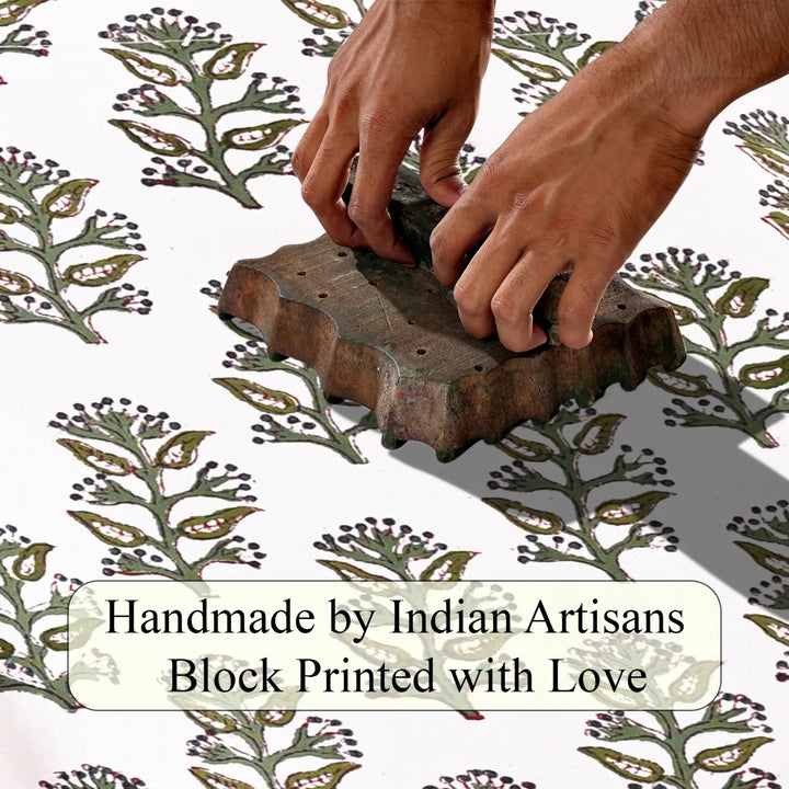 Handmade block printing process with text &