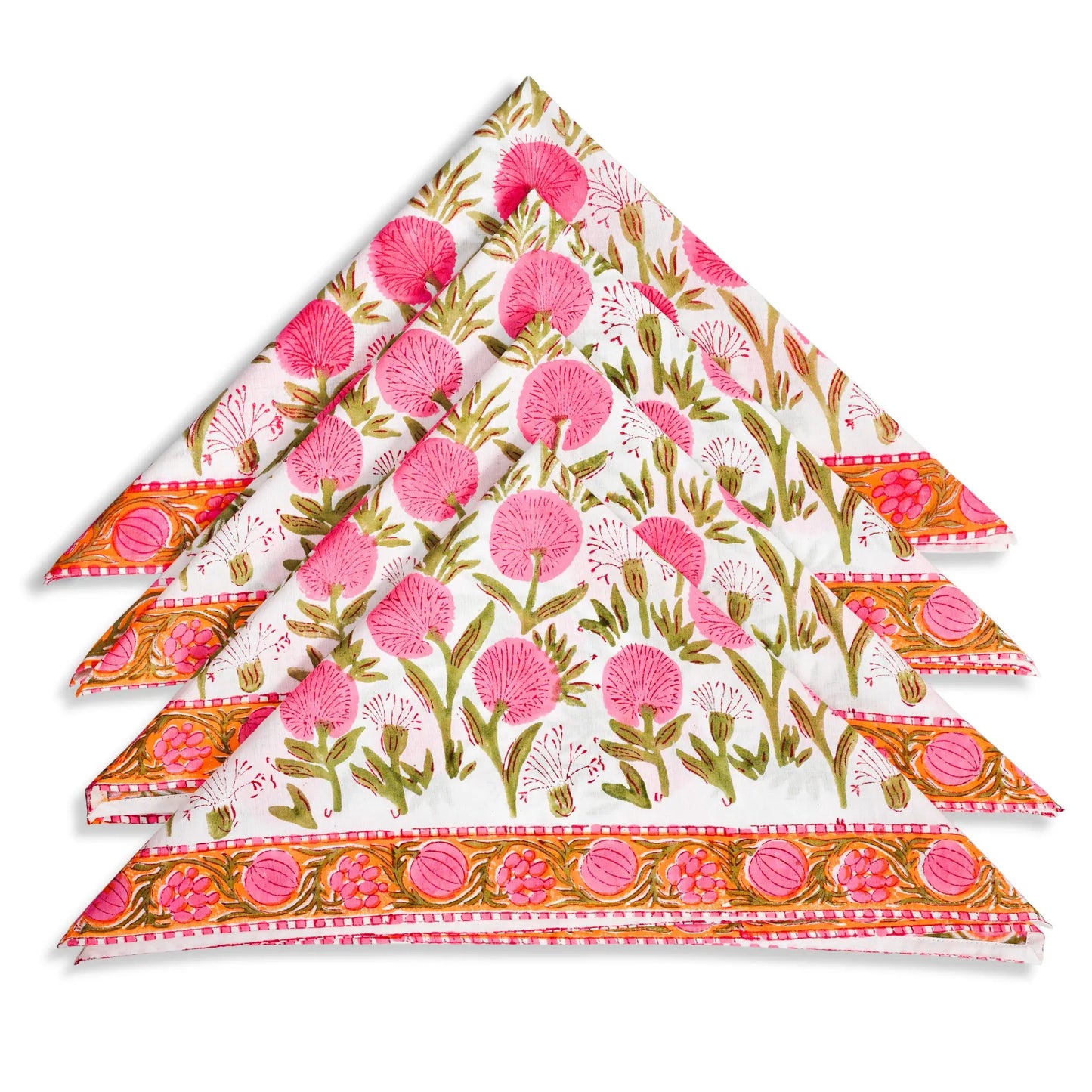 Stack of floral-patterned paper plates on a white background