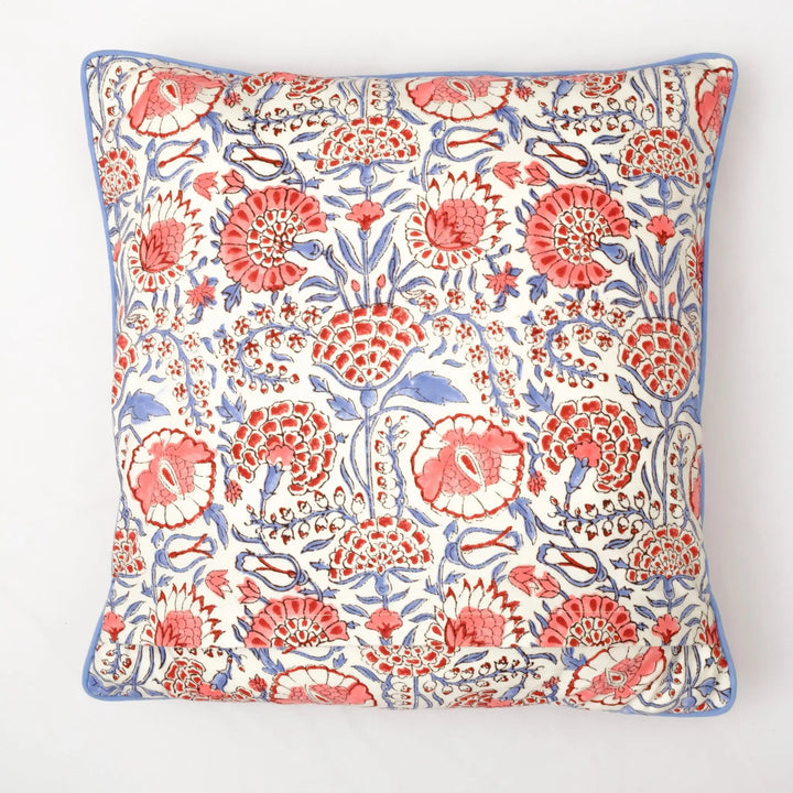 Decorative pillow with floral pattern on a white background