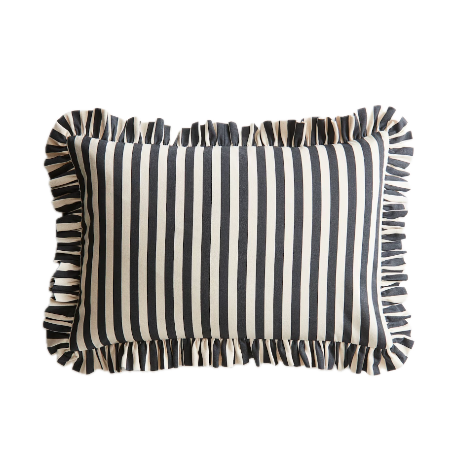 Cotton Printed Ruffled Pillow Case - 20x20 Stripped
