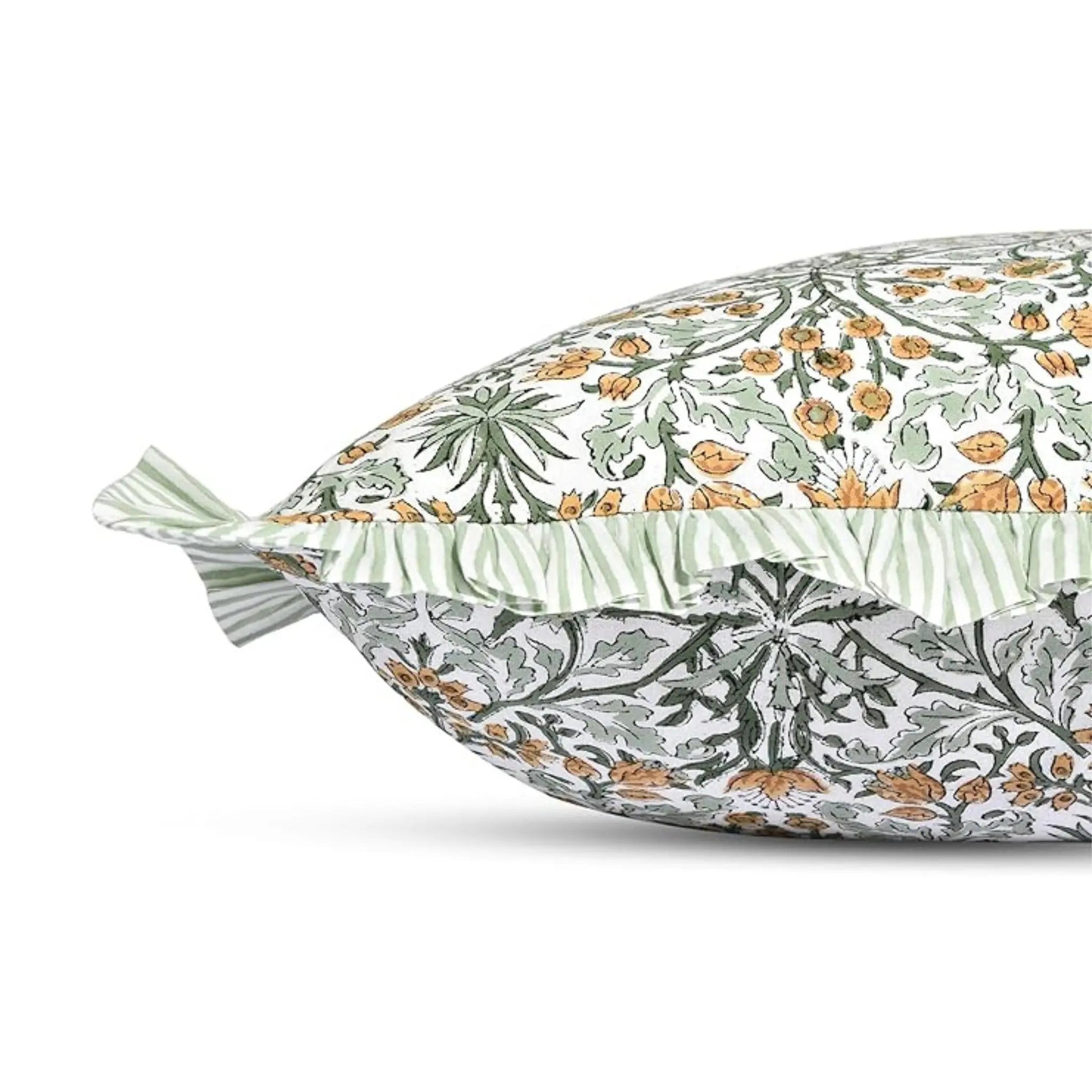 Decorative pillow with floral pattern on a white background