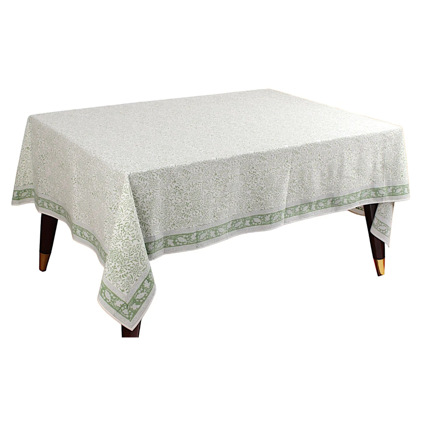 Tablecloth with green border on a white background