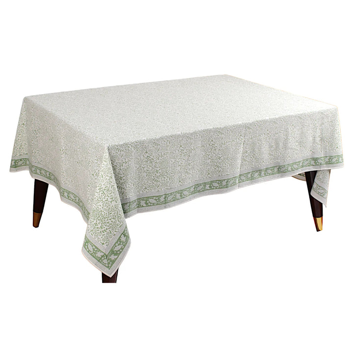Tablecloth with green border on a white background