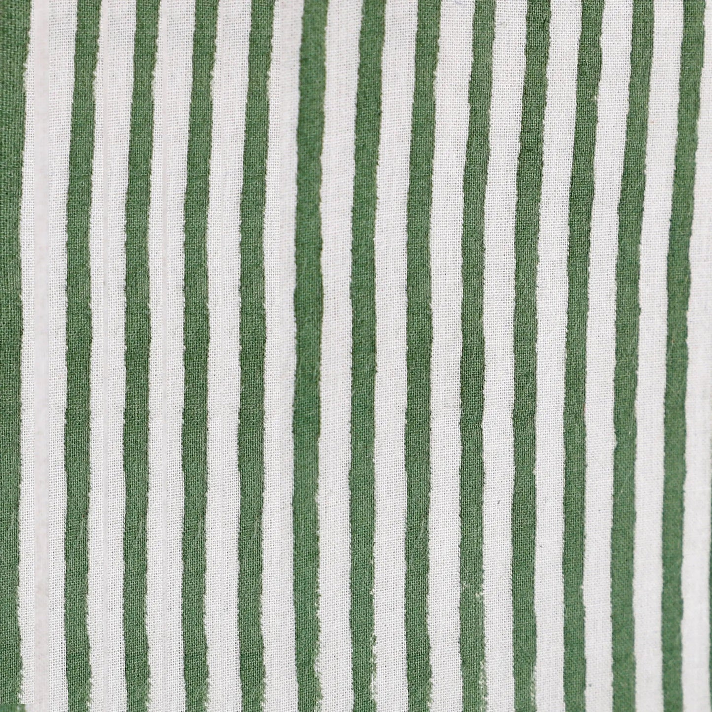 Fabric with green and white vertical stripes