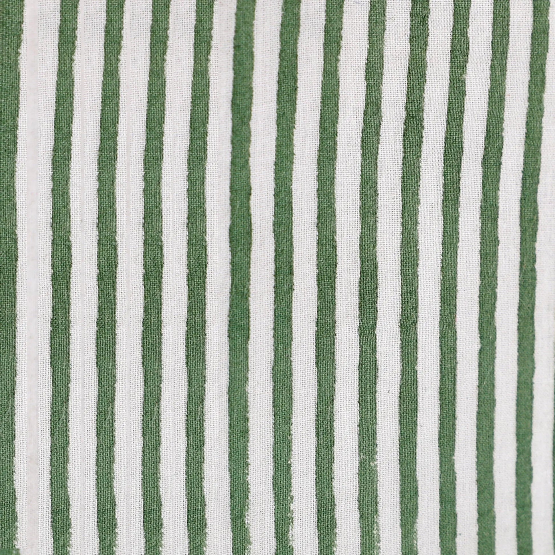 Fabric with green and white vertical stripes