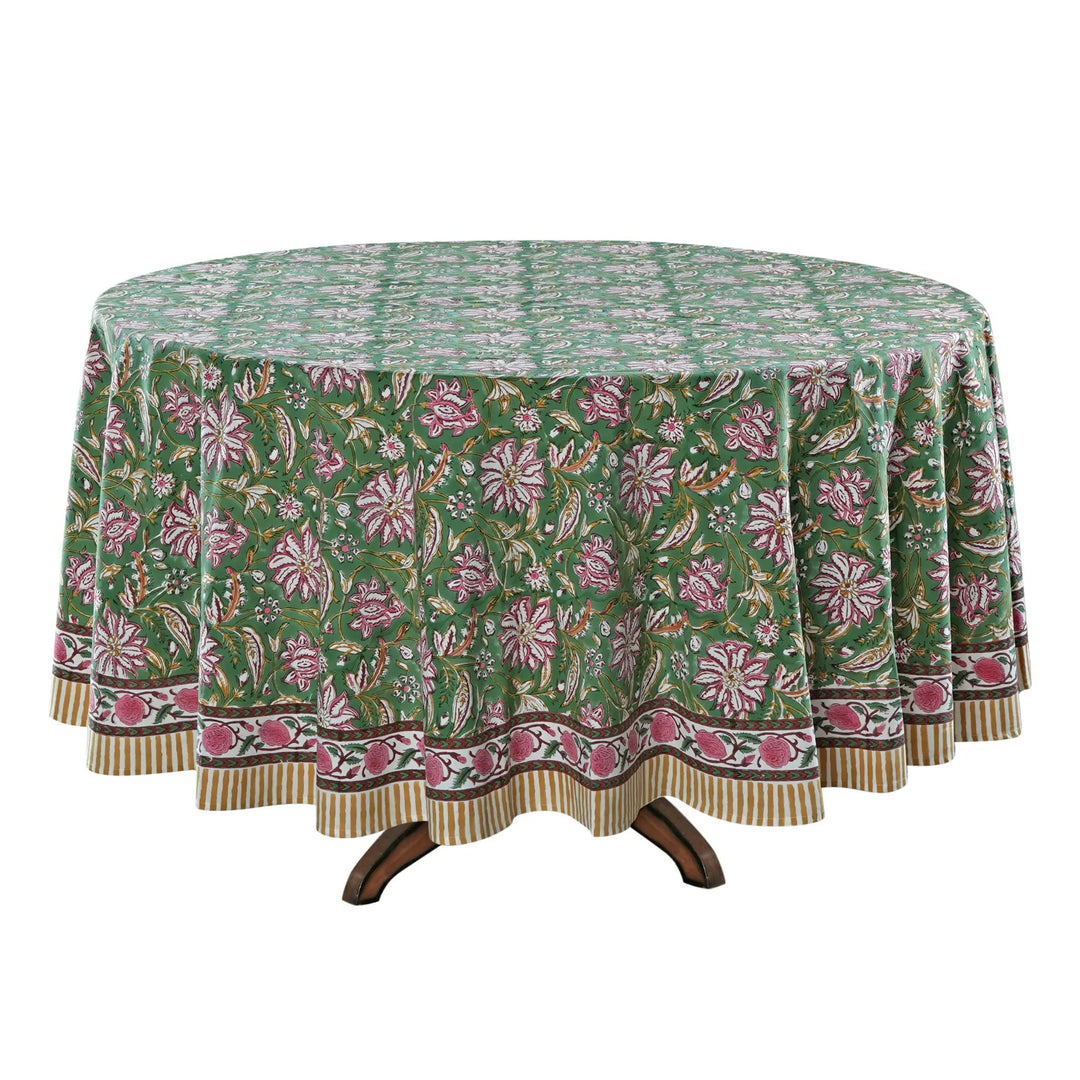 Round tablecloth with floral pattern on a white background