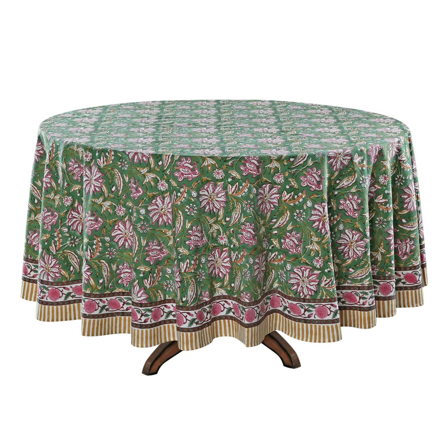 Round tablecloth with floral pattern on a white background
