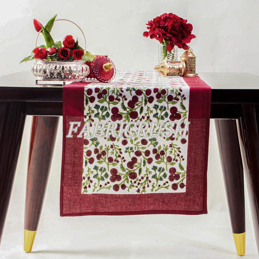 Garnet Red Cherry Print Table Runners