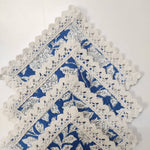 Block printed Coaster Set, custom Coasters with Lace, Gift, Cats, Dining, Crocheted Coasters, Coffee, Tea, Kitchen, Home Decor