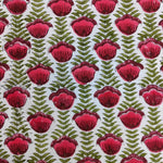 Round scalloped botanical Placemat, Block Print fabric table mat easy care,machine washable rustic kitchen decor dining mat set