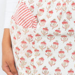 Rosewood and Sea Pink Indian Hand Block Printed Pure Cotton Cloth Apron