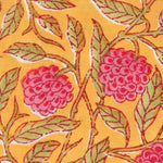 Gold Yellow and Mulberry Pink Indian Hand Block Floral Printed Size 20x20" Cotton Border Napkins