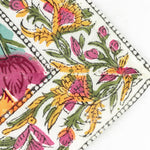 Turkish Blue, Fern Green Indian Hand Block Floral Printed Size 20x20" Cotton Border Napkins