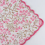 Taffy Pink, Pickle Green Scallop Embroidery Napkins