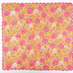 Tangerine Orange, Bubblegum Pink Scallop Embroidery Napkins