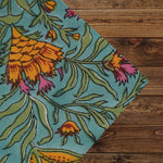 Turkish Blue and Golden Yellow Scallop Embroidery Napkins