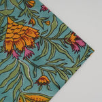 Turkish Blue and Golden Yellow Scallop Embroidery Napkins