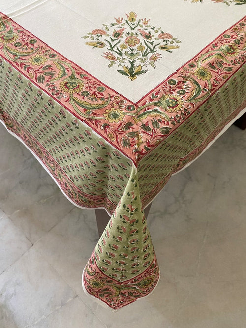 Sage Green, Salmon pink Tablecloth
