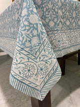 Teal Grey Tablecloth