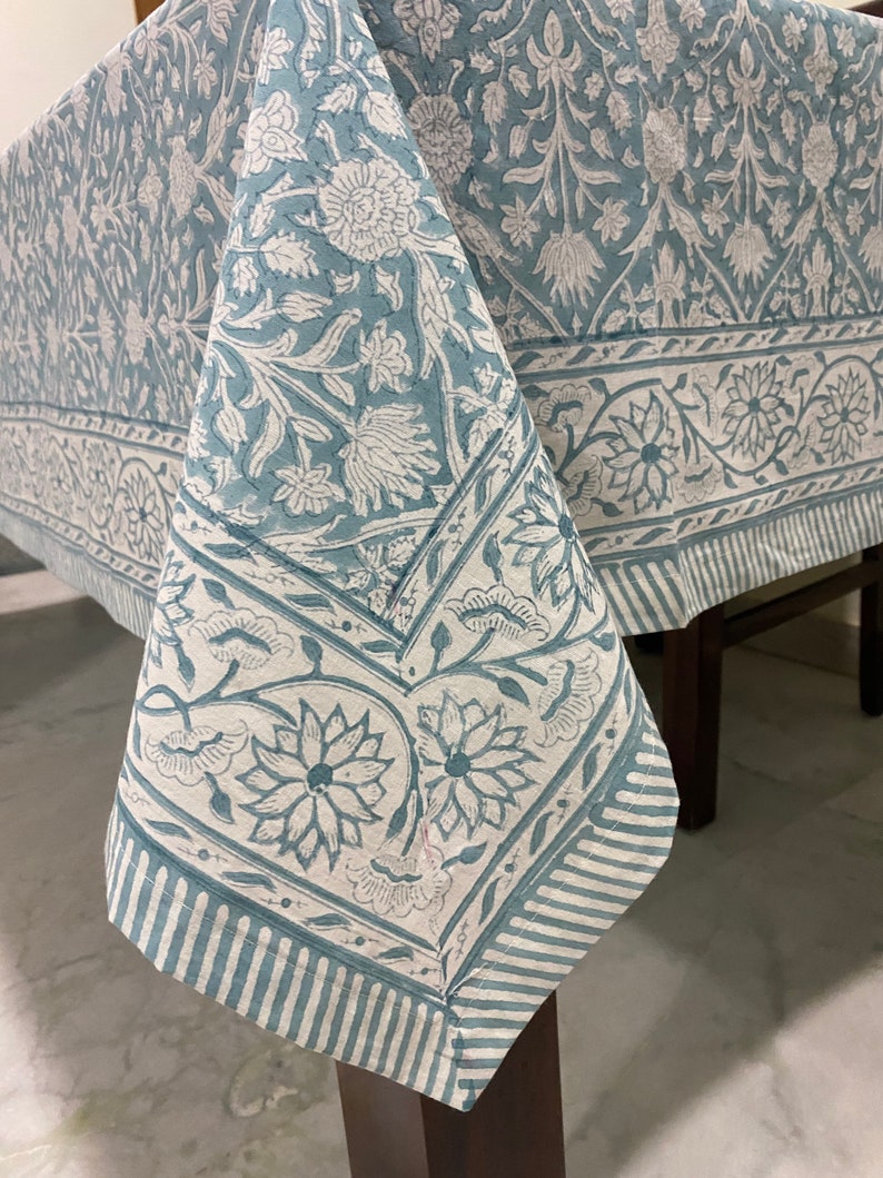 Teal Grey Tablecloth