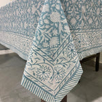 Teal Grey Tablecloth