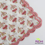 Rosewood and Sea Pink, Olive Green Indian Floral Hand Block Printed Pure Cotton Cloth Napkins