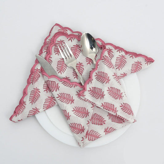 Taffy Pink Scallop Embroidery Napkins