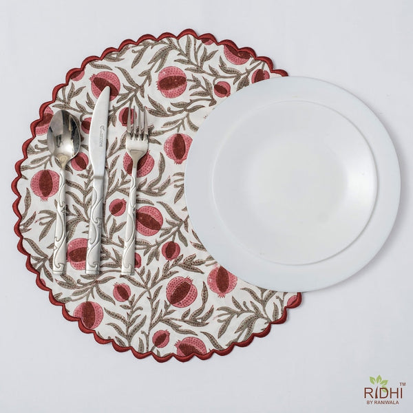 Sangria Red, Cerise Pink Pomegranate Print Placemat