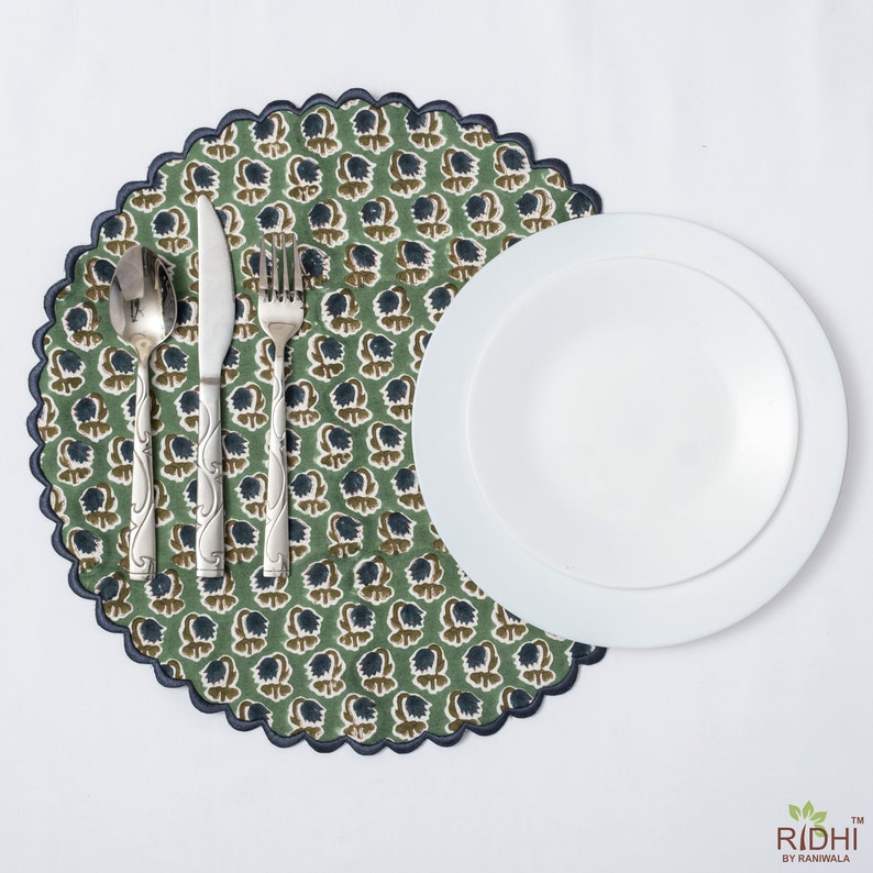 Basil Green, Peacock Blue Placemat