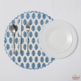 Cerulean Blue Leaf Print Placemat