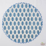 Cerulean Blue Leaf Print Placemat