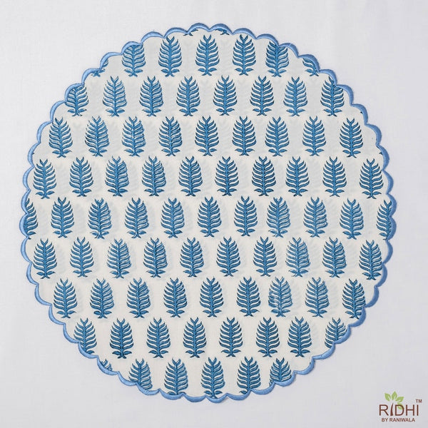 Cerulean Blue Leaf Print Placemat