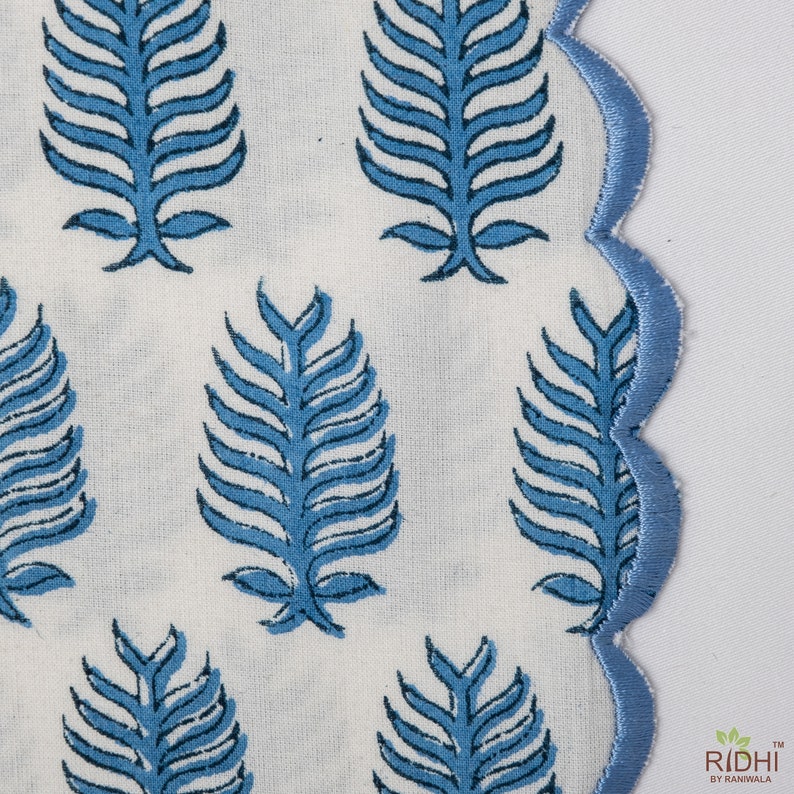 Cerulean Blue Leaf Print Placemat