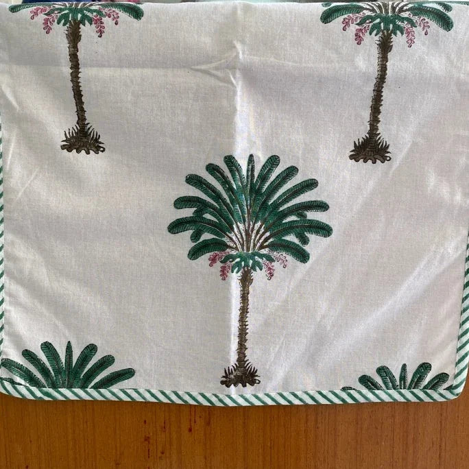 Forest Green and White India Hand Block Palm